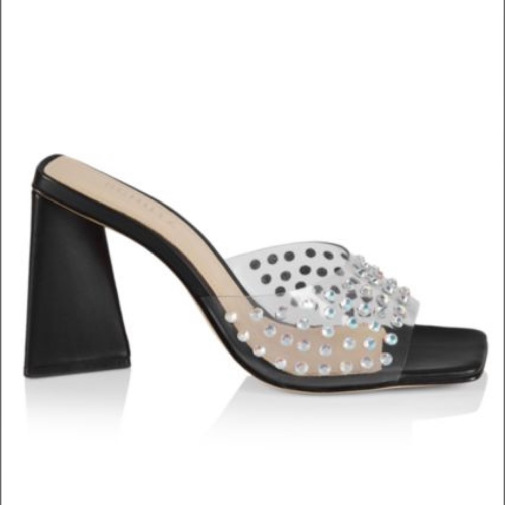 SCHUTZ Lizah Crystal-Embellished Triangular-Heel Sandals Sz. 6.5